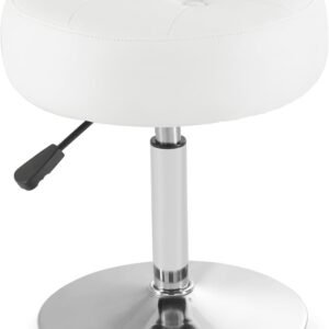 Tufted PU Leather Round Swivel Vanity Stool, Adjustable Height Comfortable Dressing Room Seat