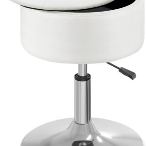 Adjustable Height PU Leather Swivel Vanity Stool, Rotatable Makeup Chair with Detachable Storage Tray