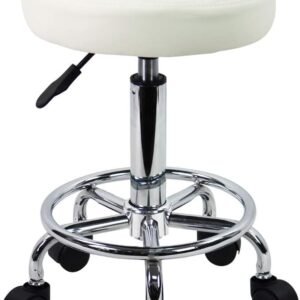 PU Leather Adjustable Swivel Rolling Stool with Wheels, Multifunctional Height Rotatable Salon Office Seat