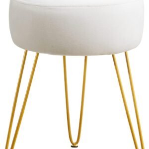 Soft Velvet Round Vanity Stool, Multifunctional Upholstered Footrest Ottoman for Home Indoor Use