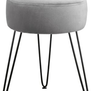 Soft Velvet Round Dressing Stool, Universal Upholstered Footrest Ottoman for Bedroom Living Room
